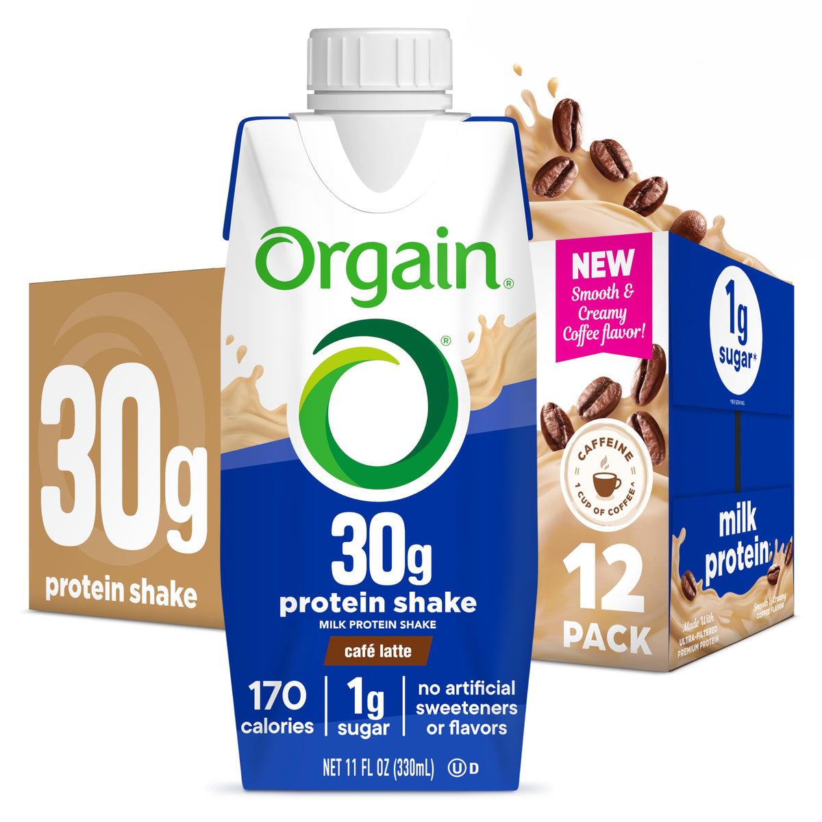 Orgain 38g High Protein Shake, Dairy Isolate Protein Milk, Chocolate Fudge, 6g BCAAs, 1g Sugar Per Serving, Meal Replacement, Ready to Drink, Keto Friendly, Gluten-Free 14 Fl Oz (Pack of 12)