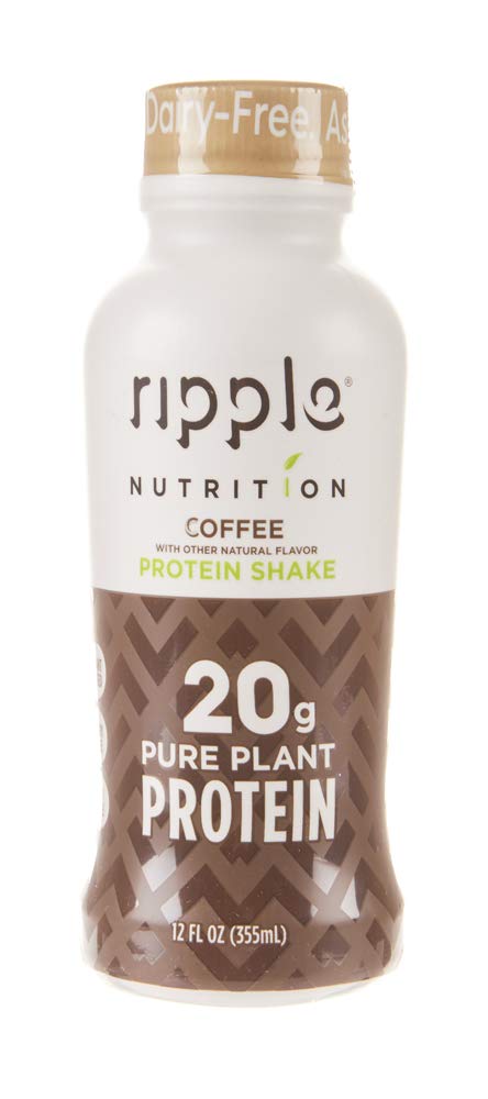 Ripple Chocolate Plant Based Protein Shake | 20g of Quality Sourced Pea Protein, Calcium Rich, Cocoa | Shelf Stable | Vegan & Non GMO | Dairy, Soy, Nut, & Gluten Free | 12 Fl Oz Bottles (Pack of 12)