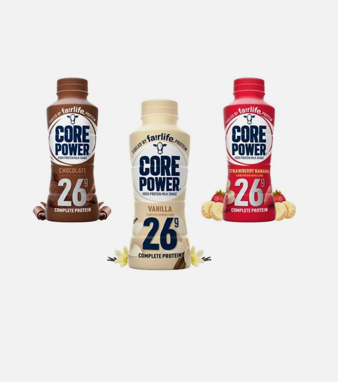 Fairlife' 26g Core Power' High Protein Milk Shakes Variety 12 Pack 14 Fl Oz- Vanilla, Chocolate, Strawberry Bananna