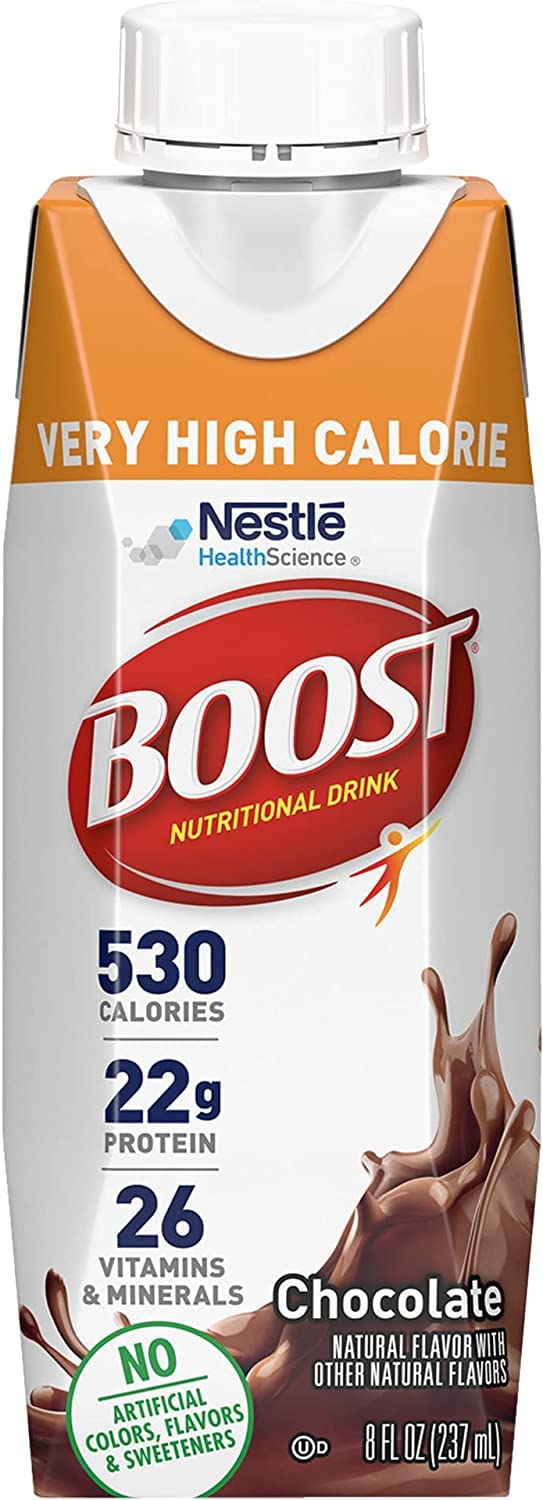 Boost Very High Calorie Nutritional Drink Very Vanilla, Made with Natural Chocolate Flavor & No Artificial Flavors, Colors & Sweeteners, 8 FL OZ (Pack of 24)