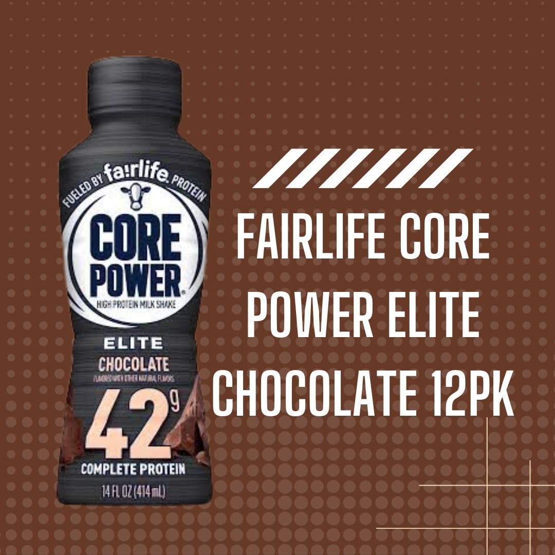 Worldwide Nutrition Bundle: Fairlife Core Power Elite 42g High Protein Milk Shake - Kosher, Chocolate Protein Shake for Workout Recovery - 14 Fl Oz (Pack of 12) & Multi-Purpose Key Chain