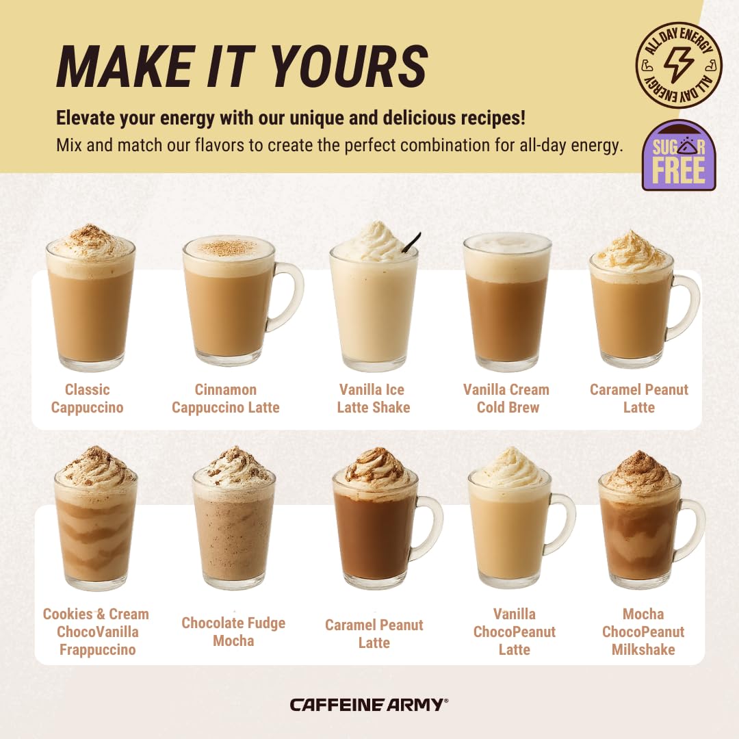 CAFFEINE ARMY Caramel Macchiato | Functional Coffee with Collagen Peptides, MCTs, CoQ10 and Adaptogens: Clean Energy, Supports Daily Attention, No Jitters or Crash (13.4 oz 38 Servings)