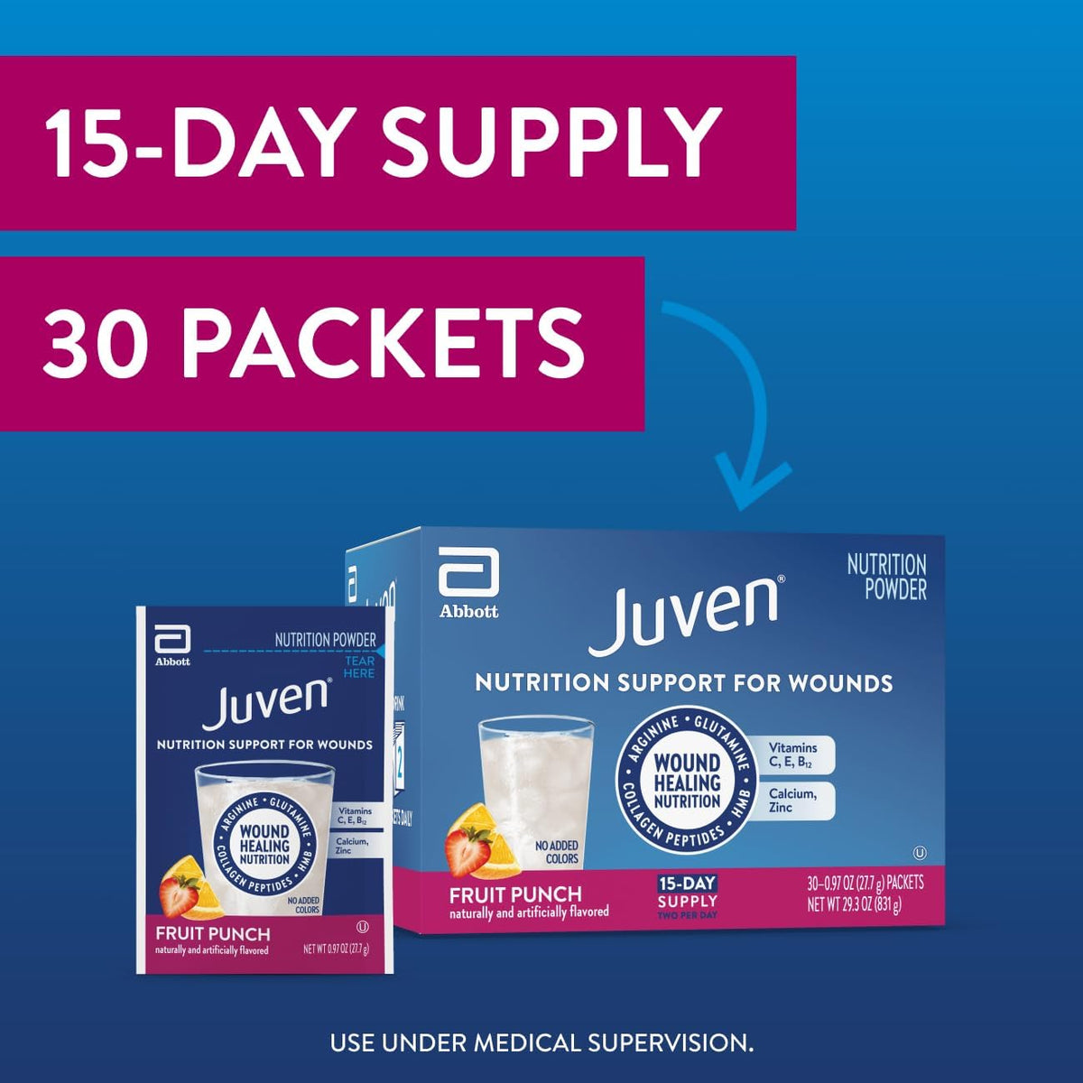 Juven Nutrition Support for Wound Healing, Fruit Punch, 30ct