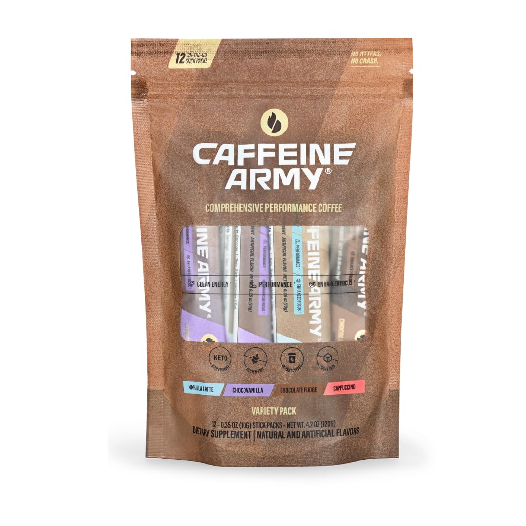 CAFFEINE ARMY Caramel Macchiato | Functional Coffee with Collagen Peptides, MCTs, CoQ10 and Adaptogens: Clean Energy, Supports Daily Attention, No Jitters or Crash (13.4 oz 38 Servings)