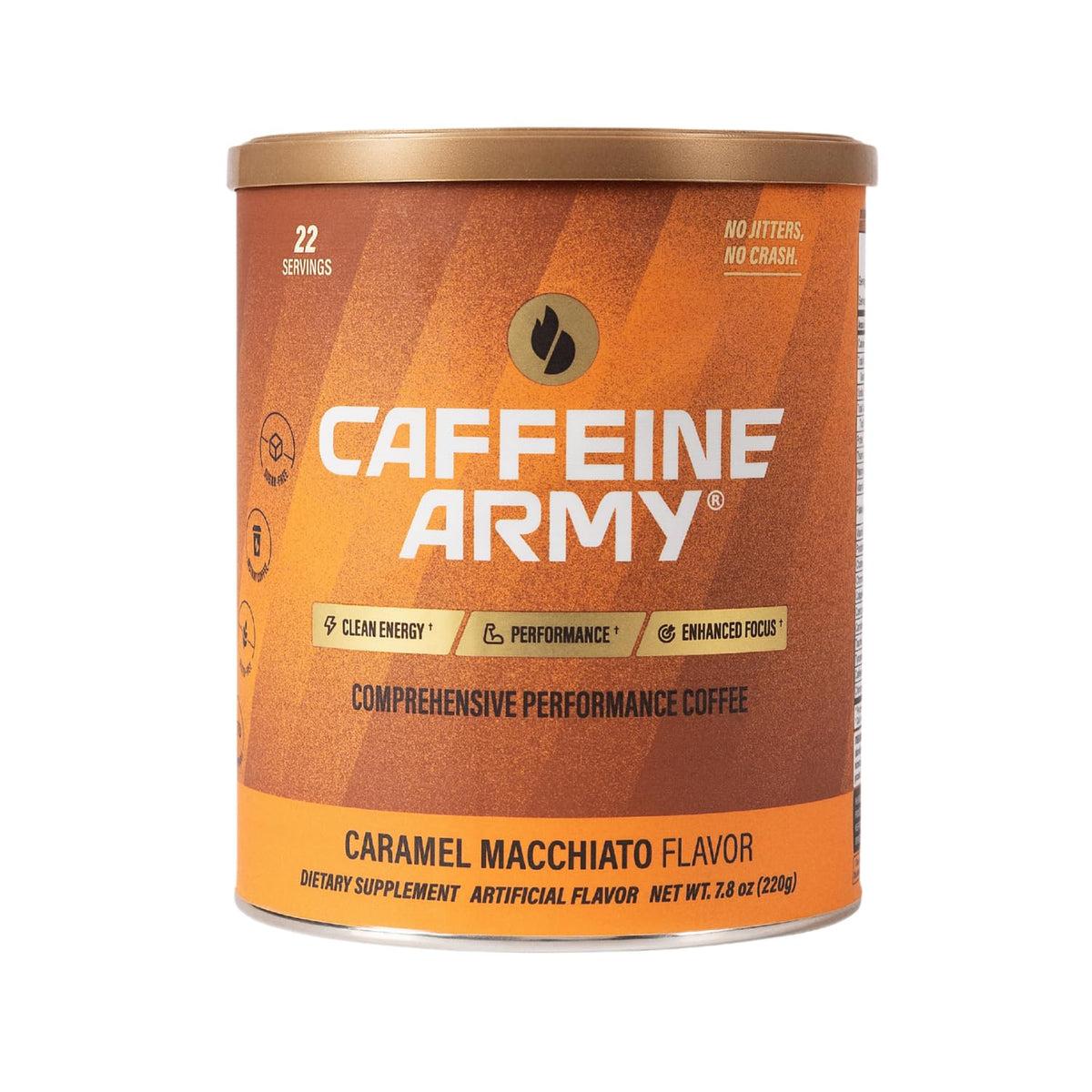 CAFFEINE ARMY Caramel Macchiato | Functional Coffee with Collagen Peptides, MCTs, CoQ10 and Adaptogens: Clean Energy, Supports Daily Attention, No Jitters or Crash (13.4 oz 38 Servings)