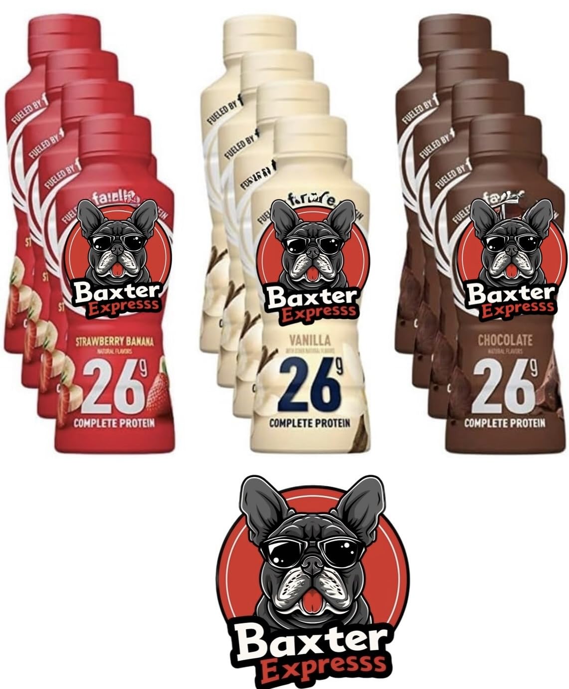 Fairlife' 26g Core Power' High Protein Milk Shakes Variety 12 Pack 14 Fl Oz- Vanilla, Chocolate, Strawberry Bananna