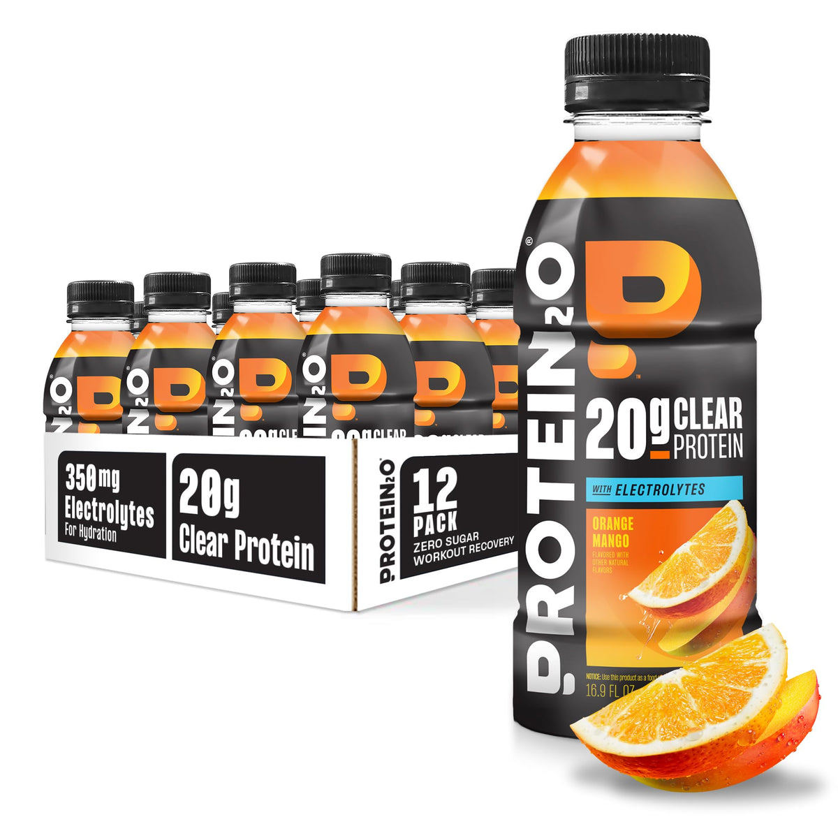 Protein2o 2-in-1 Clear Whey Protein & Electrolyte Beverage, 20g Protein, Gluten-Free, Keto, 16.9 fl oz Bottles (12 Count Variety Pack)