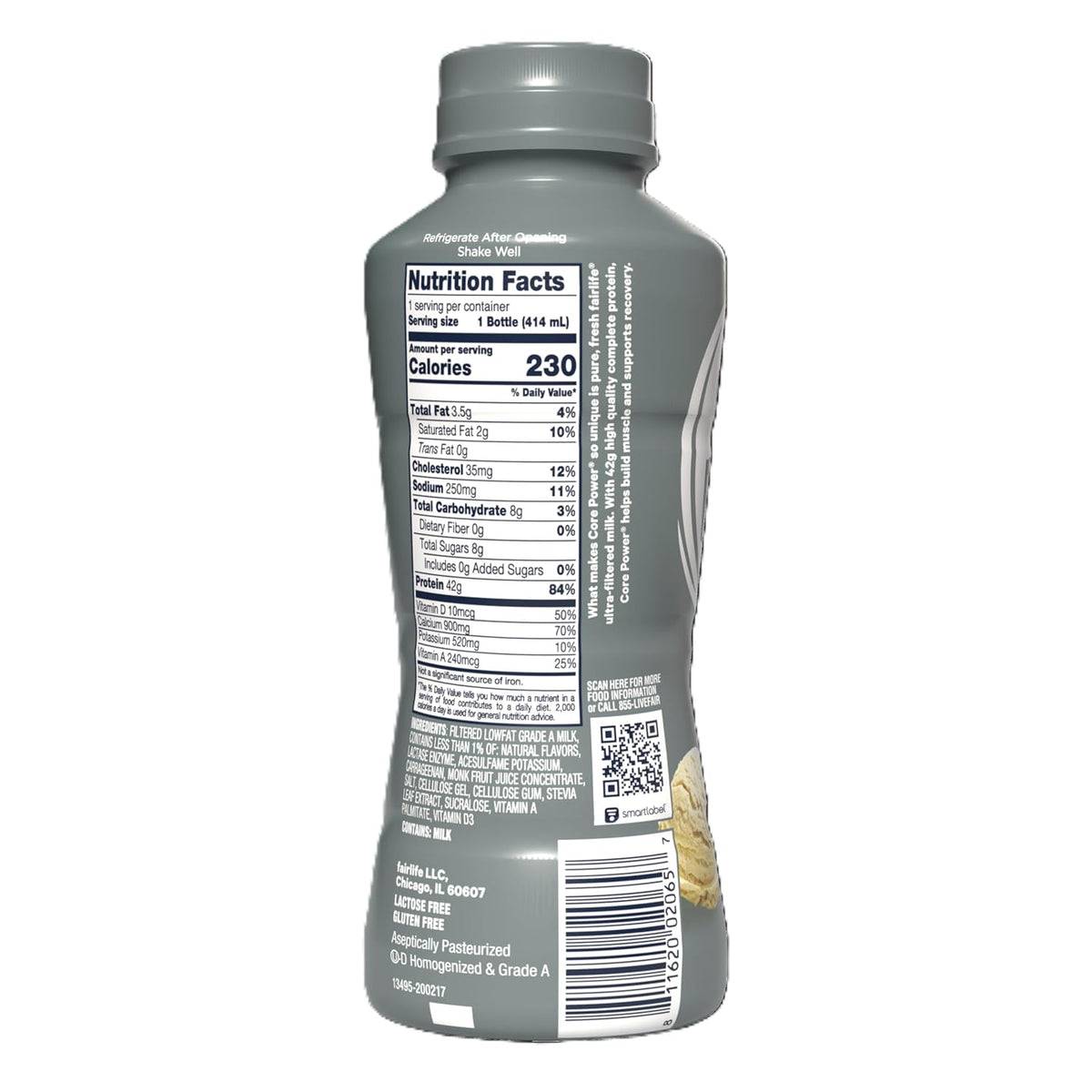 Core Power Fairlife Elite 42g High Protein Milk Shake Bottle, Ready To Drink for Workout Recovery, kosher, Liquid, Vanilla, 14 Fl Oz (Pack of 12)