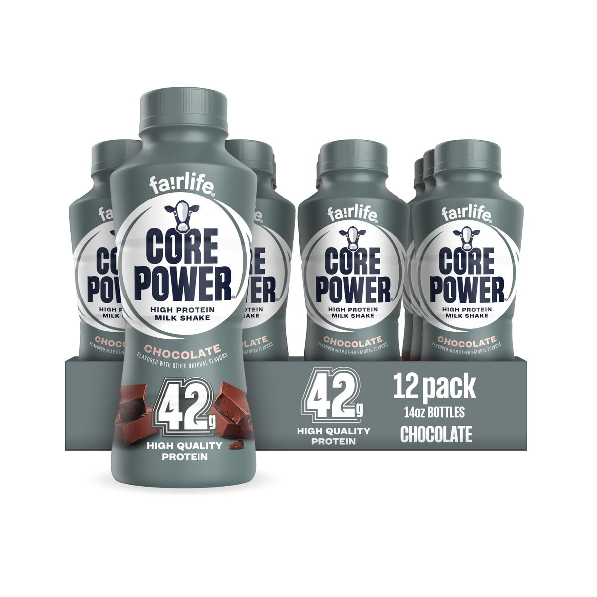 Core Power Fairlife Elite 42g High Protein Milk Shake Bottle, Ready To Drink for Workout Recovery, kosher, Liquid, Vanilla, 14 Fl Oz (Pack of 12)
