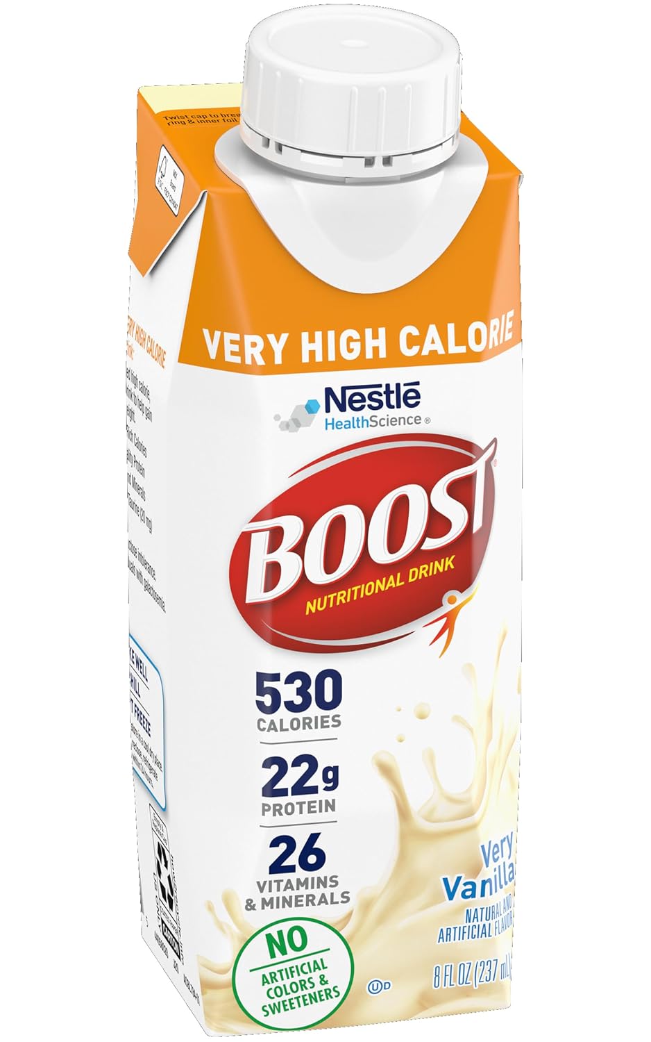 Boost Very High Calorie Nutritional Drink Duo, High Protein Nutrition Shake, Ready to Drink Nutrition Beverage, 4 Very Vanilla and 4 Creamy Strawberry, 8 Fluid Ounce (Variety Pack)