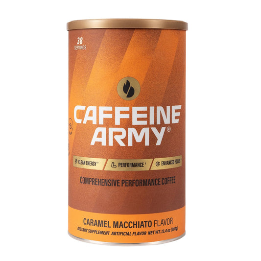 CAFFEINE ARMY Caramel Macchiato | Functional Coffee with Collagen Peptides, MCTs, CoQ10 and Adaptogens: Clean Energy, Supports Daily Attention, No Jitters or Crash (13.4 oz 38 Servings)