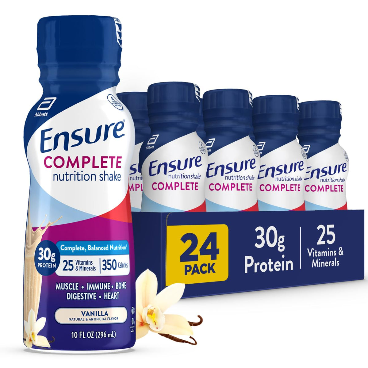 Ensure complete Strawberry Nutrition Shake, Complete, Balanced Meal Replacement, Ready to Drink, 30g Protein, 25 Vitamins & Minerals, 10 fl oz—24 Pack