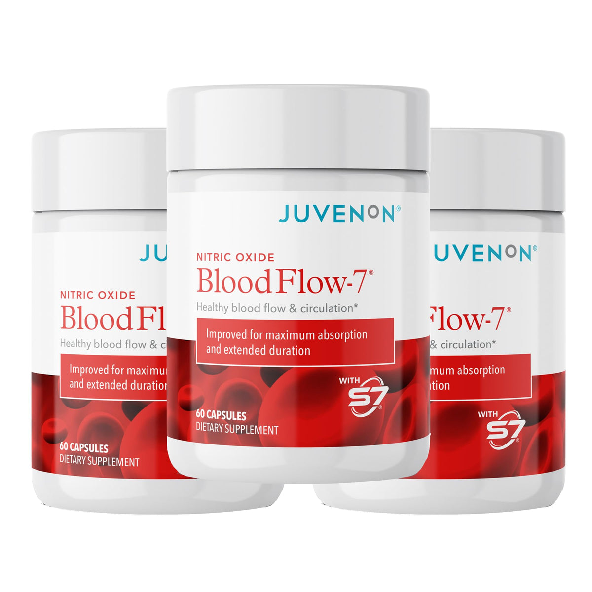 Juvenon BloodFlow-7 Nitric Oxide Supplements for Men & Women - Natural Nitric Oxide Booster with Nitrosigine® + S7® - Blood Flow & Circulation Support (1-Pack)
