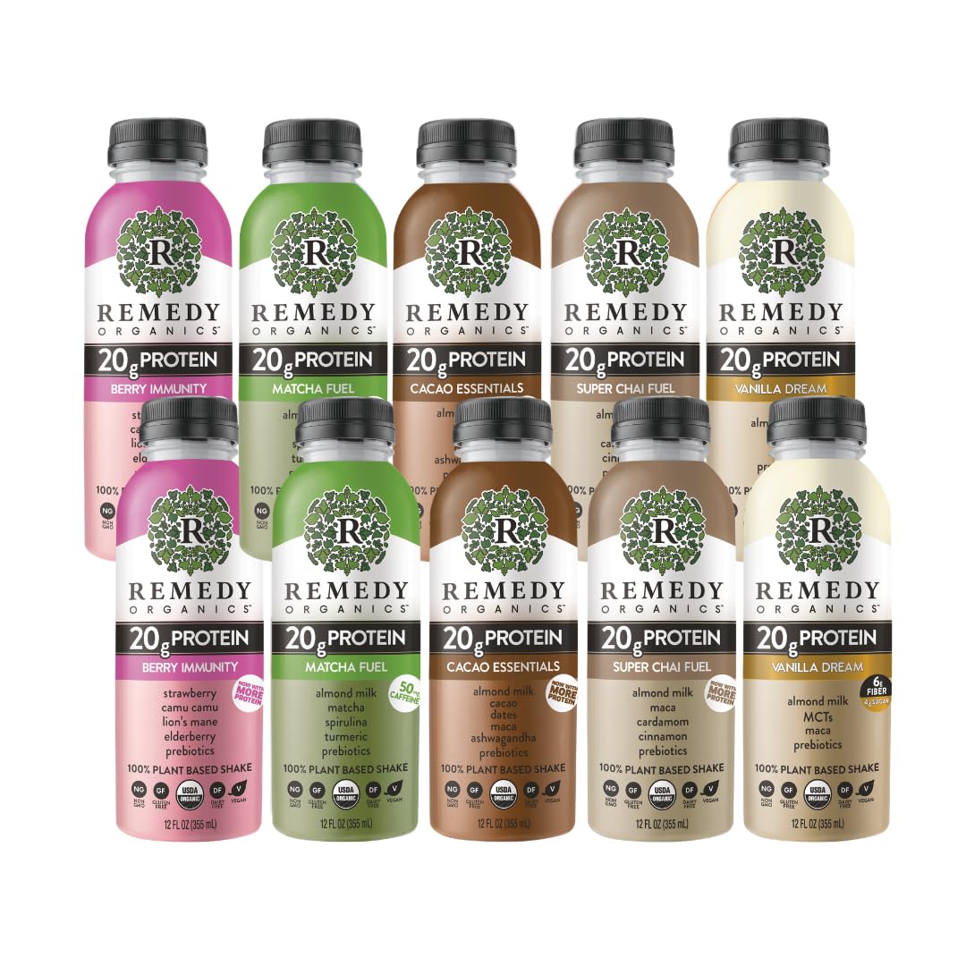 Remedy Organics Tropical Mango 12-Pack | Plant Based 16g Protein Shakes, Ready to Drink | USDA Organic, Gluten Free, Dairy Free, Soy Free