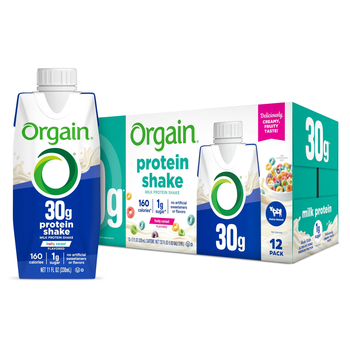 Orgain 38g High Protein Shake, Dairy Isolate Protein Milk, Chocolate Fudge, 6g BCAAs, 1g Sugar Per Serving, Meal Replacement, Ready to Drink, Keto Friendly, Gluten-Free 14 Fl Oz (Pack of 12)