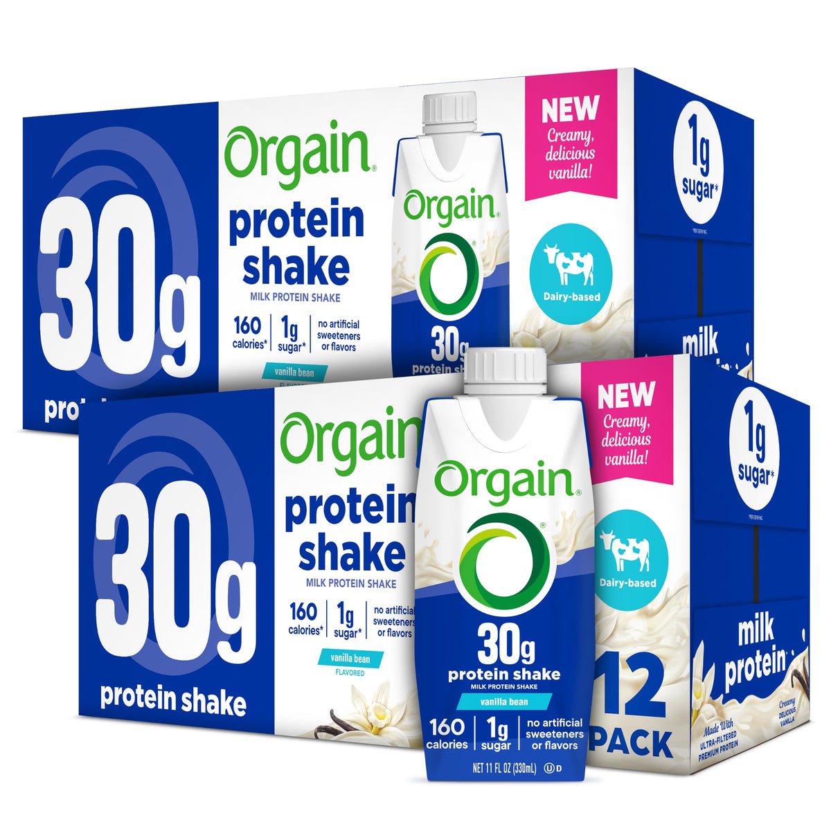 Orgain 38g High Protein Shake, Dairy Isolate Protein Milk, Chocolate Fudge, 6g BCAAs, 1g Sugar Per Serving, Meal Replacement, Ready to Drink, Keto Friendly, Gluten-Free 14 Fl Oz (Pack of 12)
