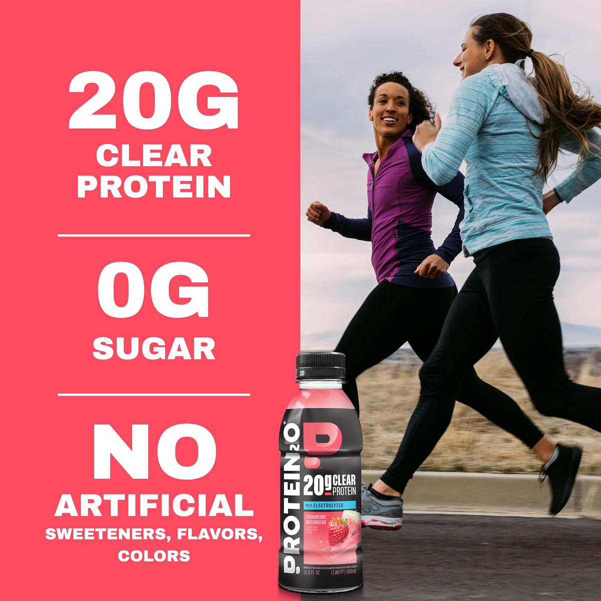 Protein2o 2-in-1 Clear Whey Protein & Electrolyte Beverage, 20g Protein, Gluten-Free, Keto, 16.9 fl oz Bottles (12 Count Variety Pack)