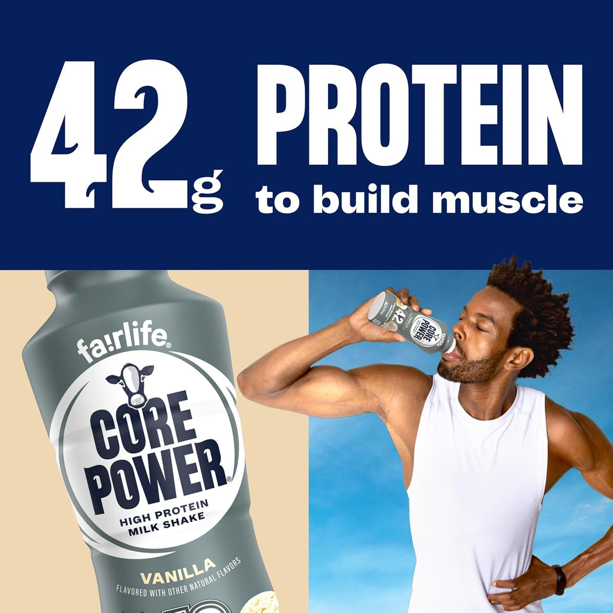 Core Power Fairlife Elite 42g High Protein Milk Shake Bottle, Ready To Drink for Workout Recovery, kosher, Liquid, Vanilla, 14 Fl Oz (Pack of 12)