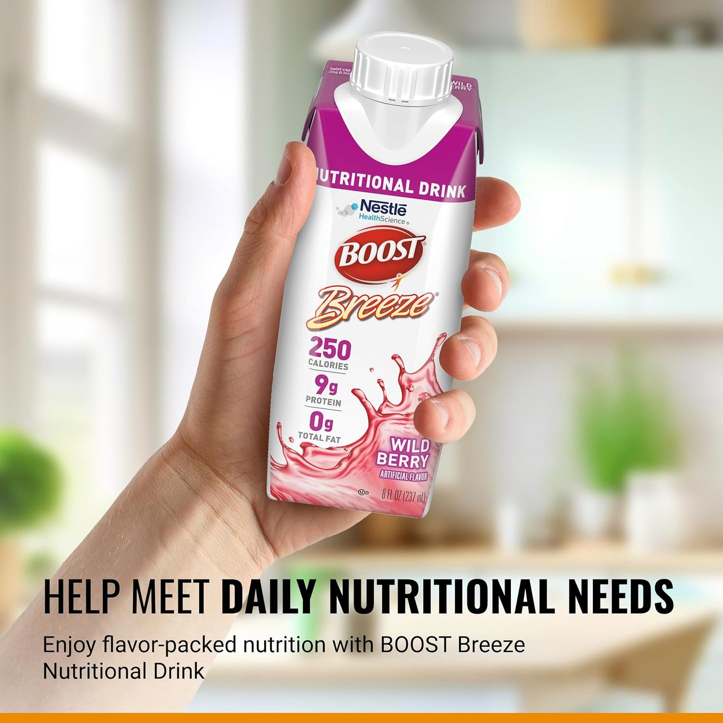BOOST Breeze Clear Nutritional Drink - 250 Calories - 19 Vitamins & Minerals - 9 g Protein - Fortified Clear Nutritional Drink with Vitamin A & Zinc - Wild Berry Flavor - 8 fl oz (Pack of 24)