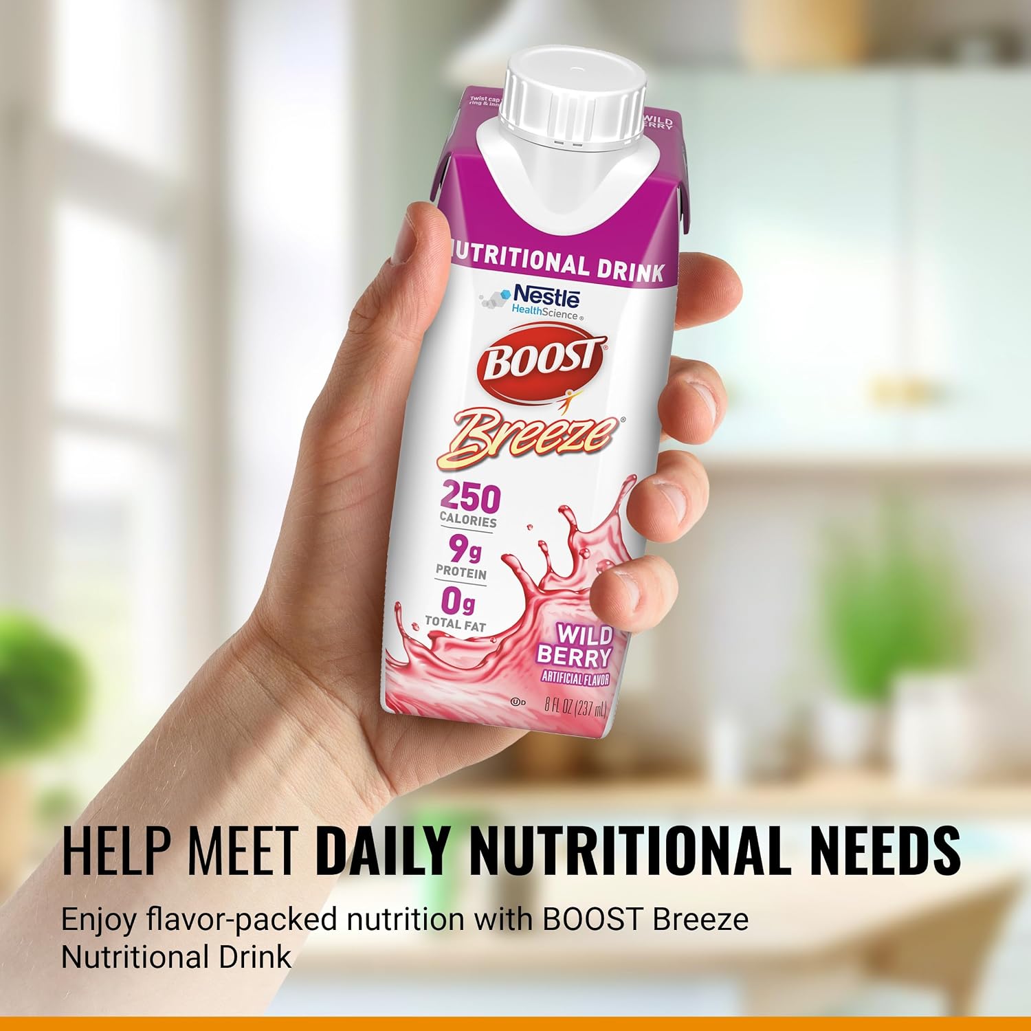 BOOST Breeze Clear Nutritional Drink - 250 Calories - 19 Vitamins & Minerals - 9 g Protein - Fortified Clear Nutritional Drink with Vitamin A & Zinc - Wild Berry Flavor - 8 fl oz (Pack of 24)