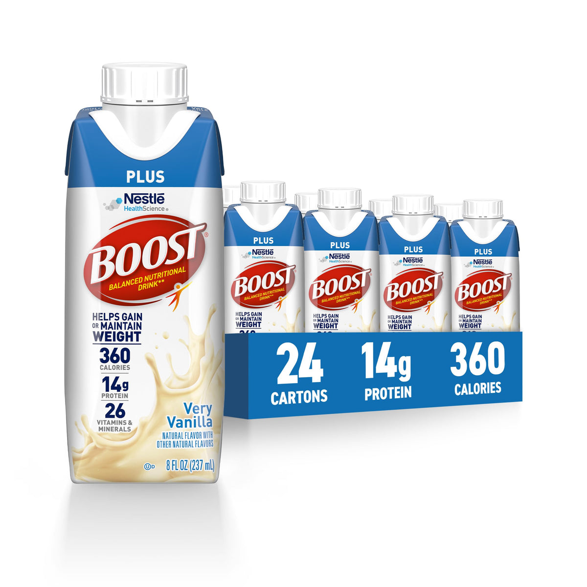 BOOST Plus Nutritional Drink, Rich Chocolate, 8 fl oz (Pack of 24)