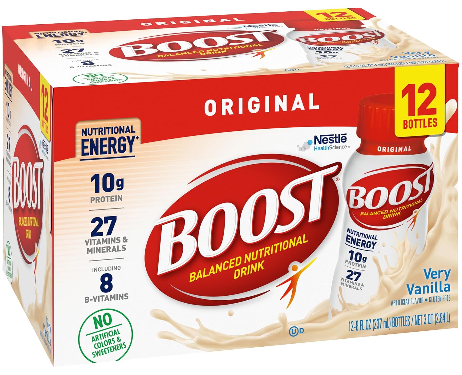 BOOST Original Balanced Nutritional Drink, Very Vanilla, 8 oz Bottle, 24-Pack