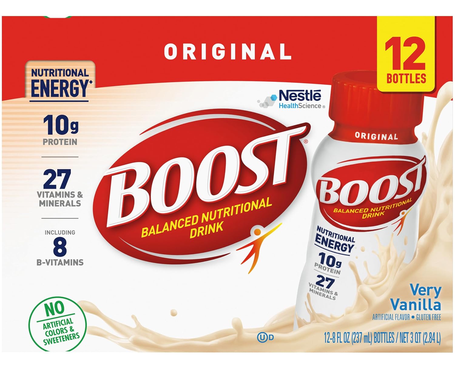 BOOST Original Balanced Nutritional Drink, Very Vanilla, 8 oz Bottle, 24-Pack