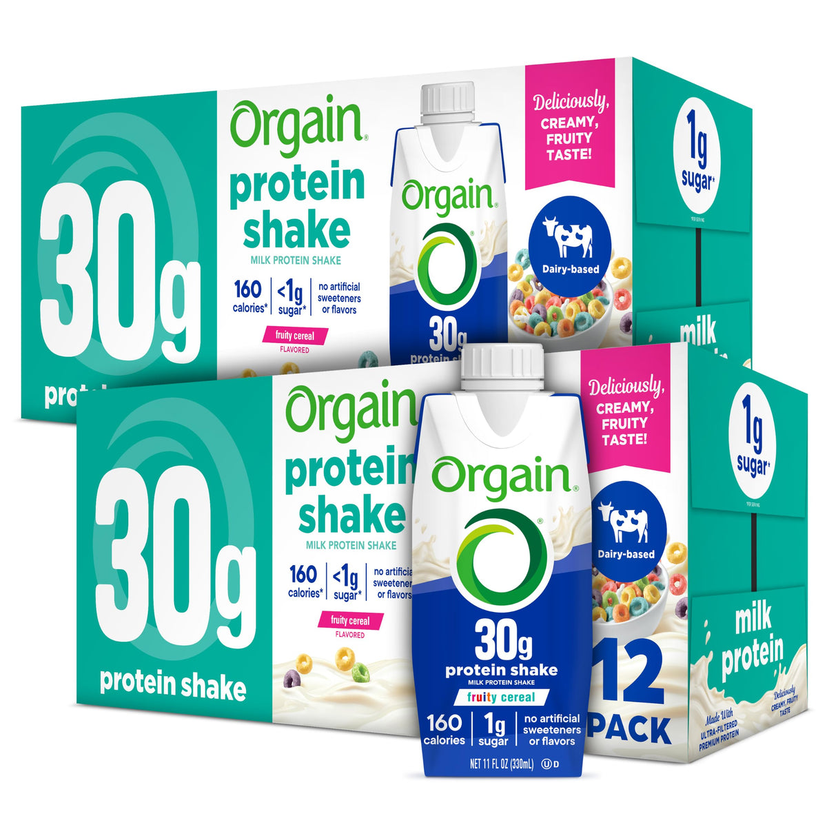 Orgain 38g High Protein Shake, Dairy Isolate Protein Milk, Chocolate Fudge, 6g BCAAs, 1g Sugar Per Serving, Meal Replacement, Ready to Drink, Keto Friendly, Gluten-Free 14 Fl Oz (Pack of 12)