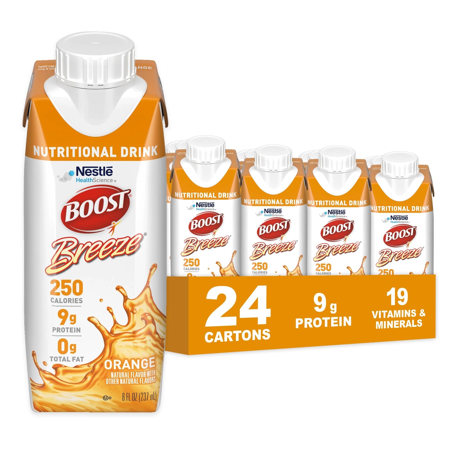 BOOST Breeze Clear Nutritional Drink - 250 Calories - 19 Vitamins & Minerals - 9 g Protein - Fortified Clear Nutritional Drink with Vitamin A & Zinc - Wild Berry Flavor - 8 fl oz (Pack of 24)