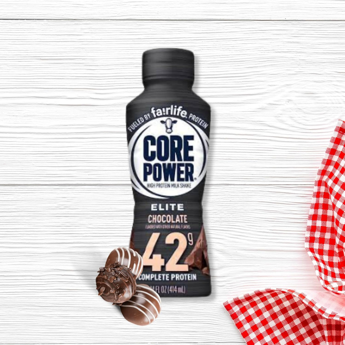 Worldwide Nutrition Bundle: Fairlife Core Power Elite 42g High Protein Milk Shake - Kosher, Chocolate Protein Shake for Workout Recovery - 14 Fl Oz (Pack of 12) & Multi-Purpose Key Chain